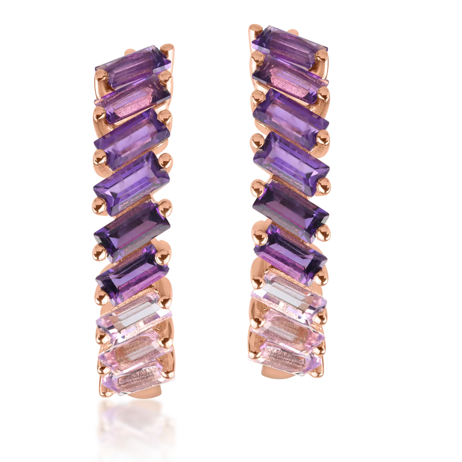 Rose gold earrings with 1.7ct amethysts