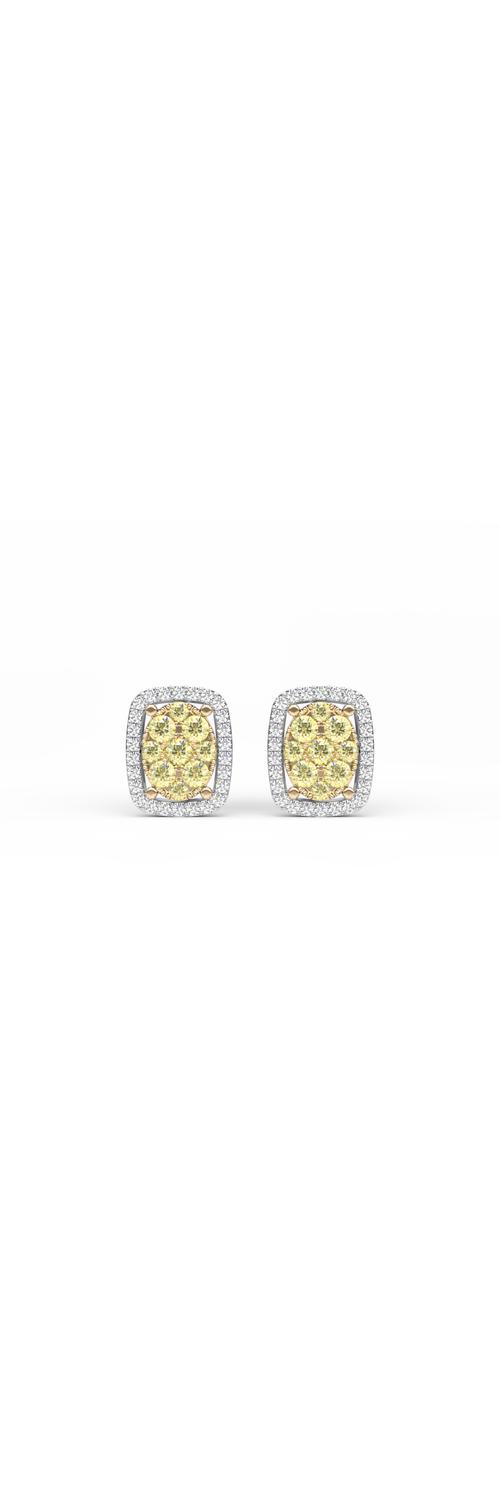 Обеци от бяло злато 18K с жълти диаманти 0.335ct и диаманти 0.138ct