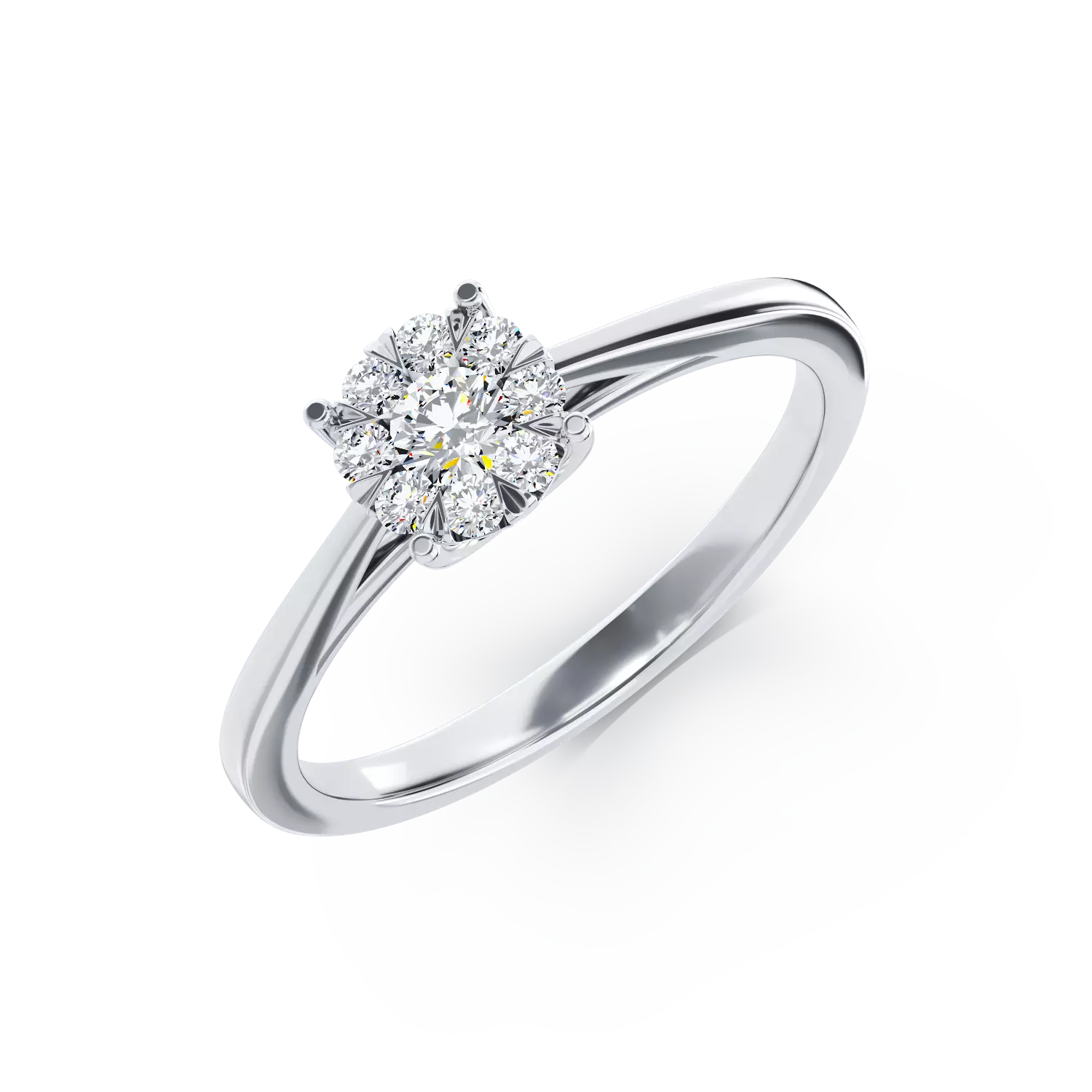 Inel de logodna din aur alb de 14K cu diamante de 0.10ct