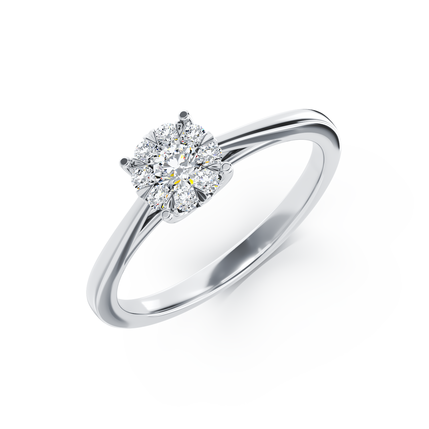 14K fehérarany eljegyzési gyűrű 0.10ct gyémántokkal