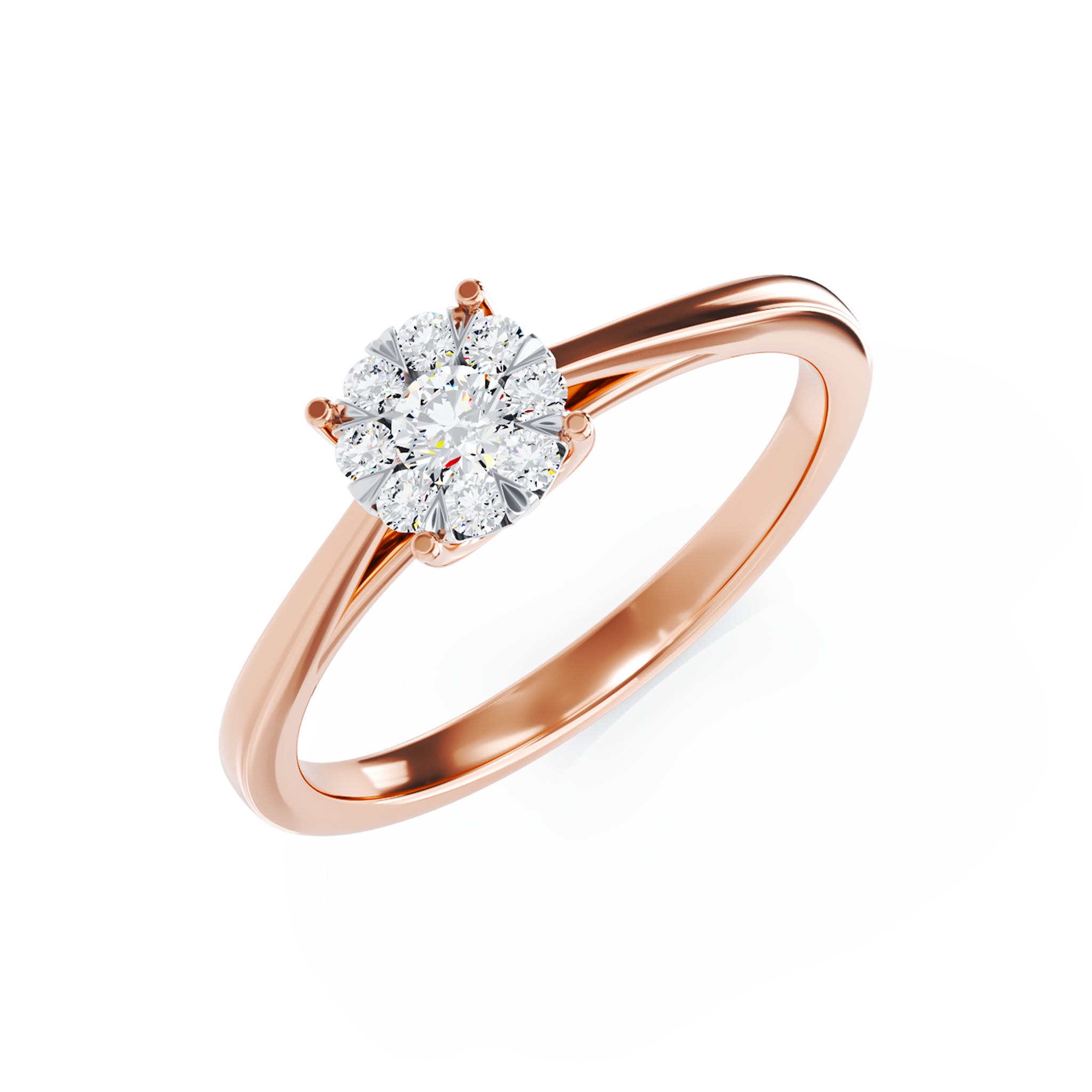 14K rózsaszín arany eljegyzési gyűrű 0.104ct gyémántokkal