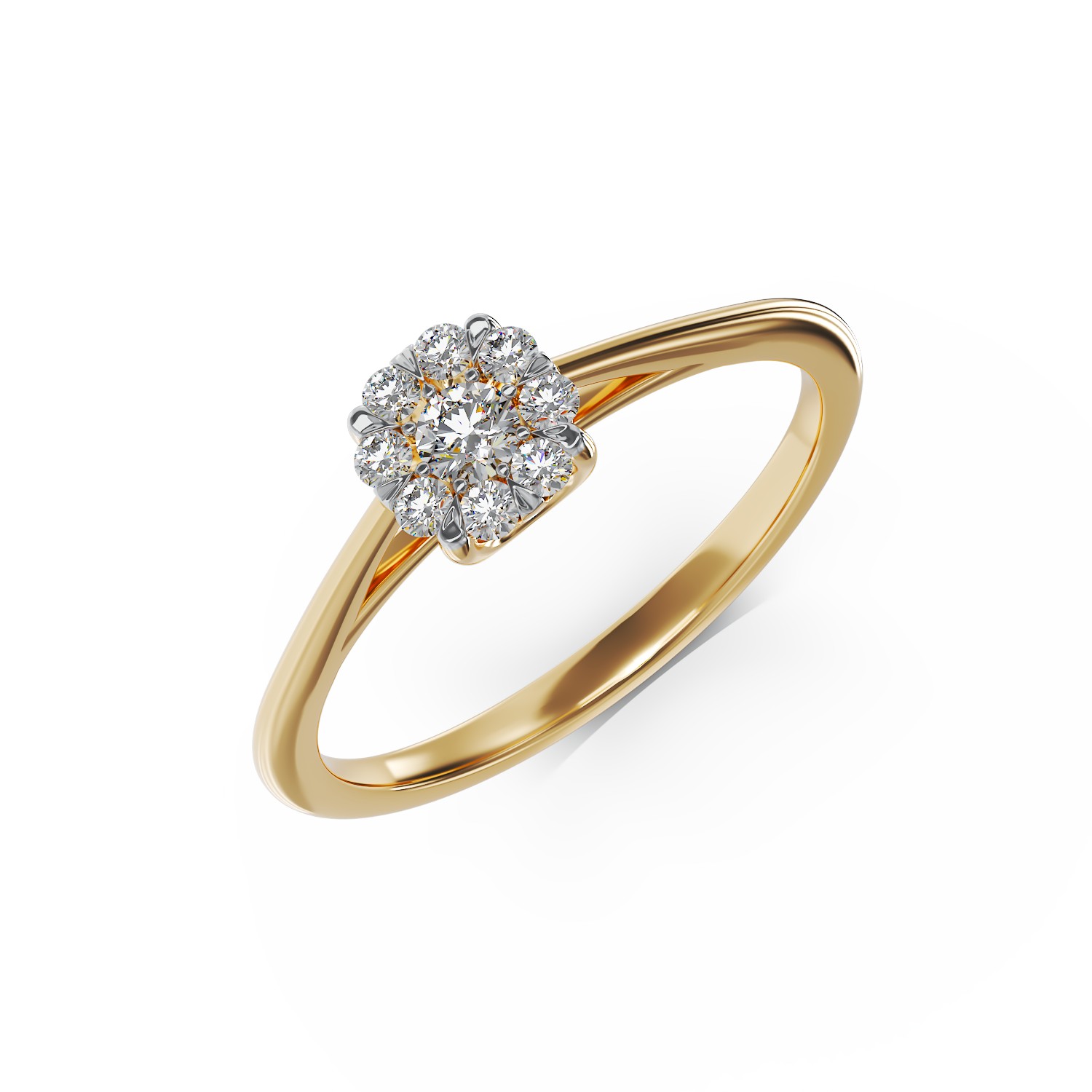Inel de logodna din aur galben de 14K cu diamante de 0.10ct