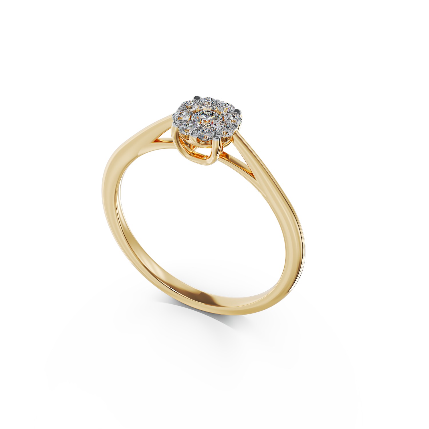 Inel de logodna din aur galben de 14K cu diamante de 0.10ct