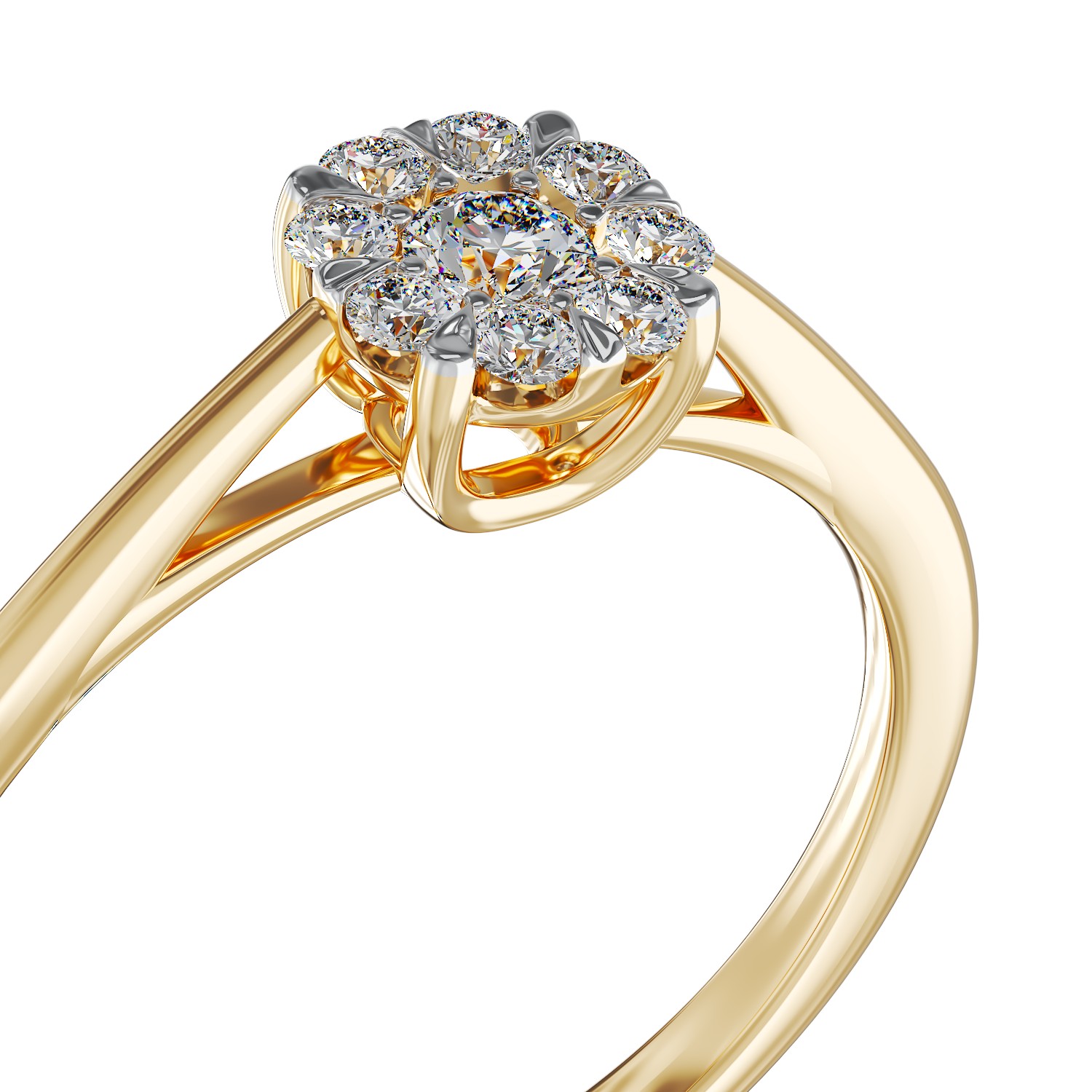 Pierścionek zaręczynowy z 14K żółtego złota z diamentami o masie 0.10ct