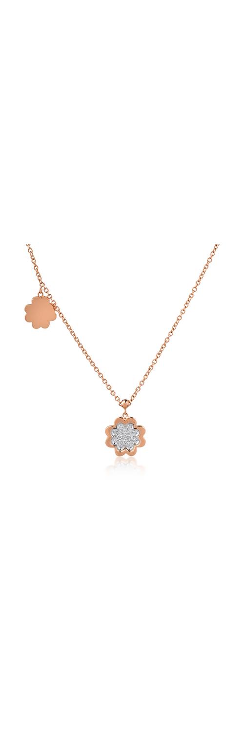 18K rose gold pendant necklace with 0.17ct diamonds