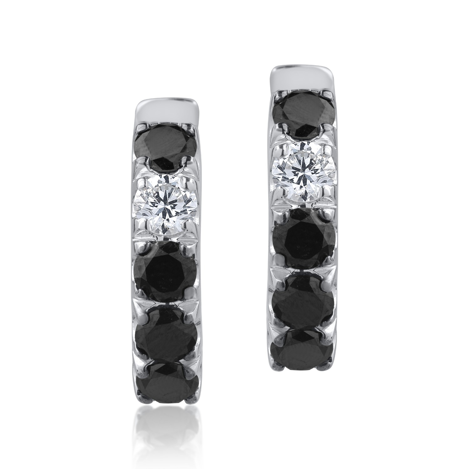 18K fehérarany fülbevaló 0.44ct tiszta gyémántokkal és 1.68ct fekete gyémántokkal