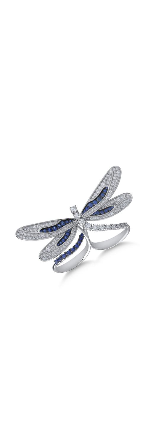 18K white gold ring with 1.24ct sapphires and 2.1ct diamonds