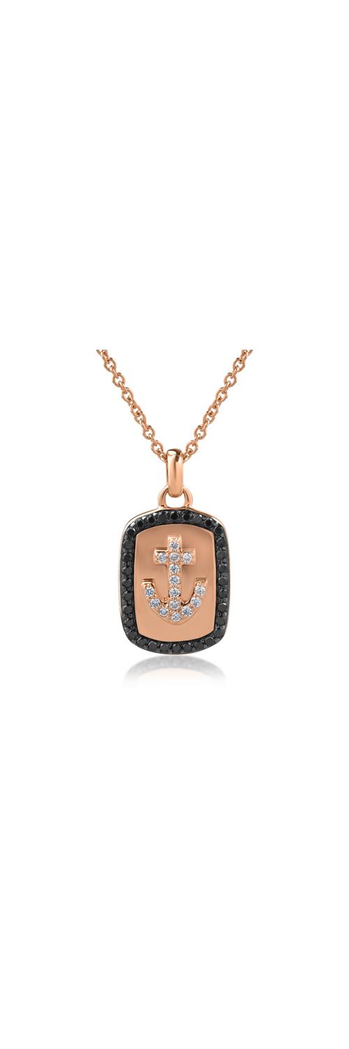 18K rose gold pendant necklace with 0.25ct black diamonds and 0.11ct clear diamonds