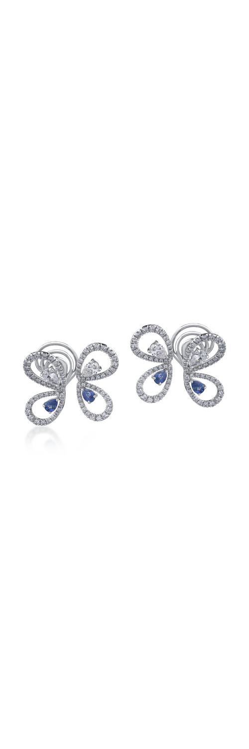 18K white gold earrings with 2.83ct diamonds and 1.22ct sapphires