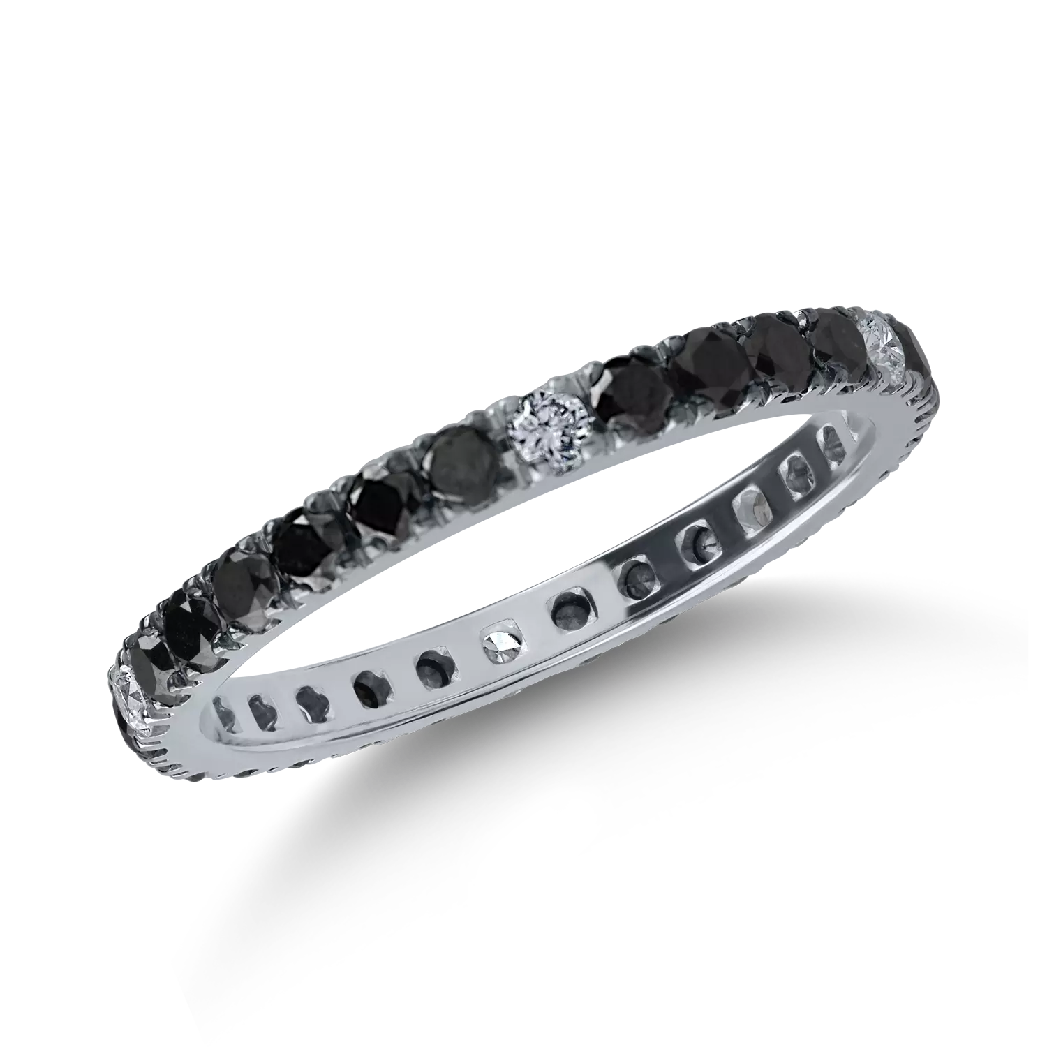 Fehér arany örökkévalóság gyűrű 0.8ct fekete gyémántokkal és 0.13ct tiszta gyémántokkal