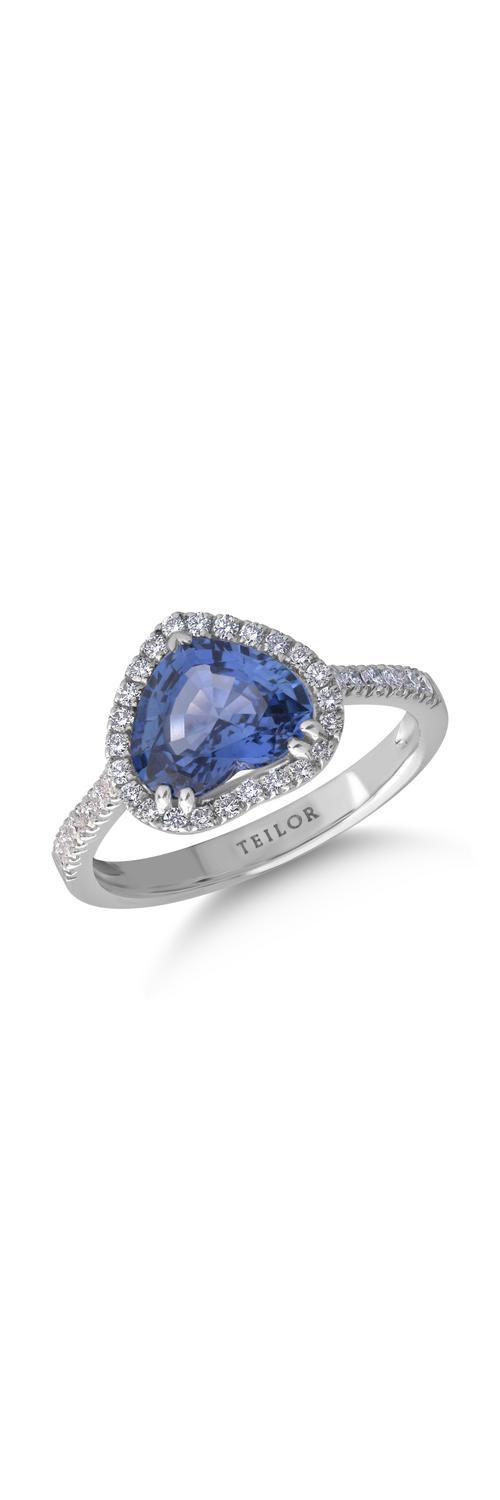 18K white gold ring with 2.09ct sapphire and 0.33ct diamonds