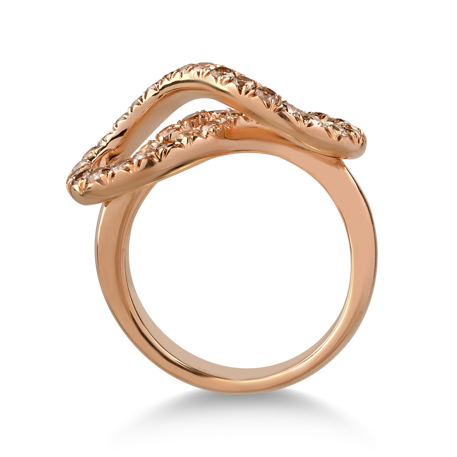 18K rózsaszín arany gyűrű 1.2ct barna gyémántokkal