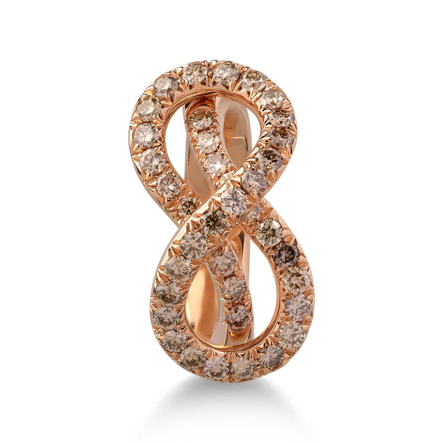 Inel din aur roz de 18K cu diamante maro de 1.2ct
