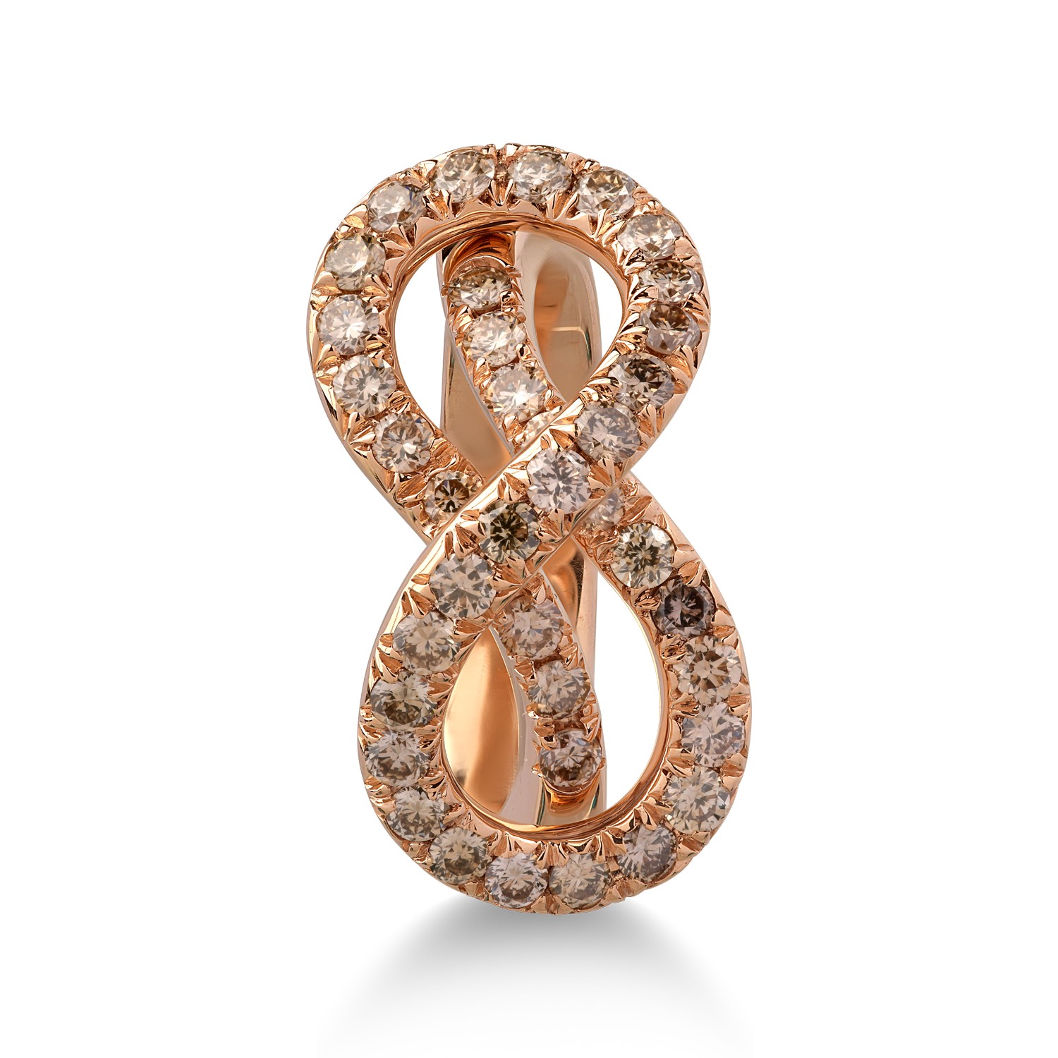 18K rózsaszín arany gyűrű 1.2ct barna gyémántokkal