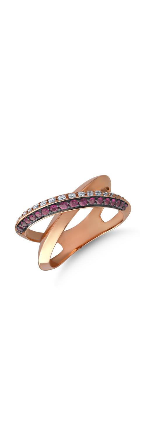 18K rose gold ring with 0.32ct rubies and 0.26ct diamonds