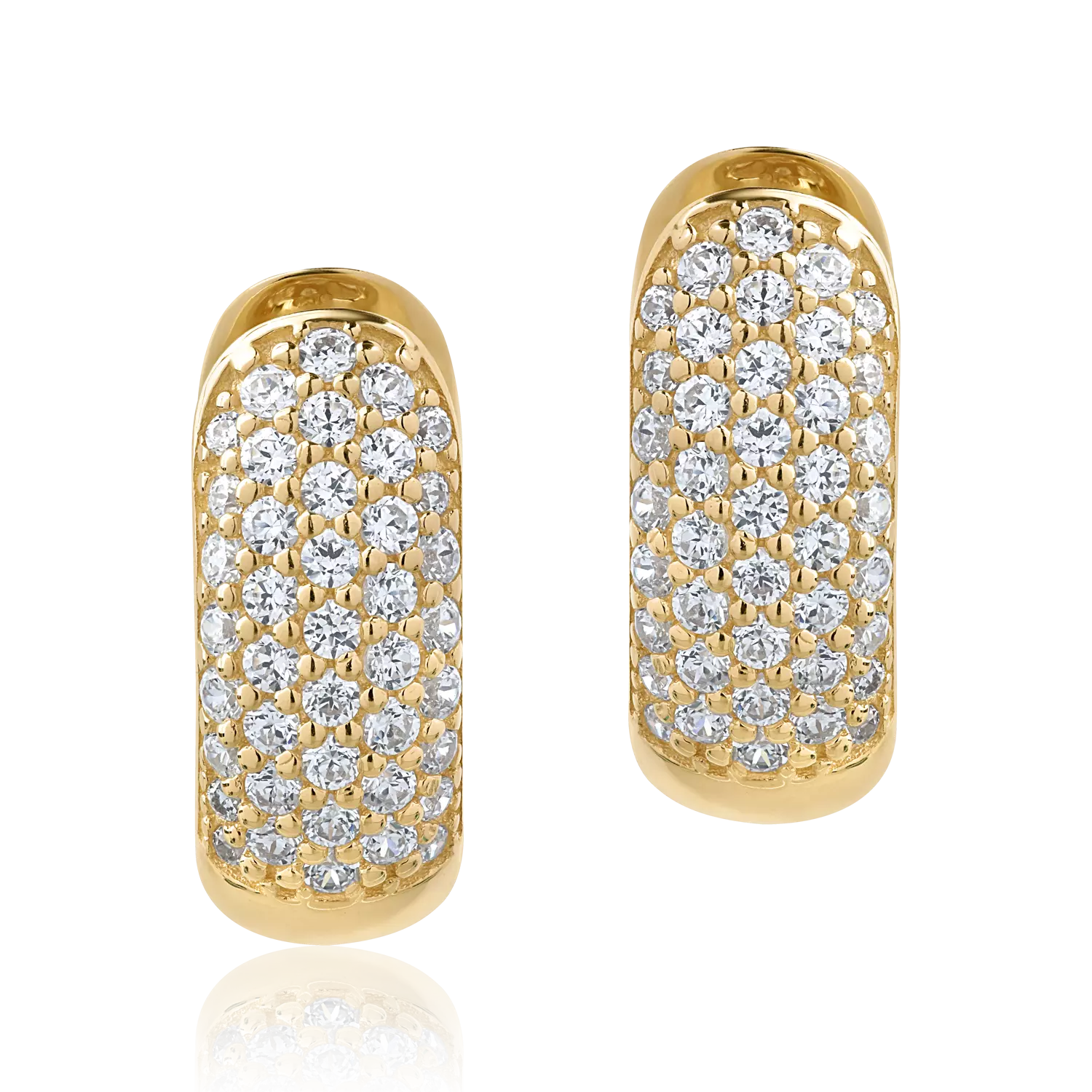 Yellow gold hoop earrings with zirconia