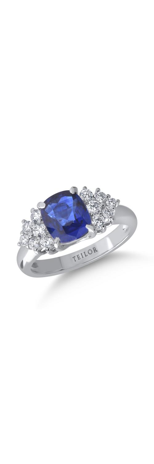 18K white gold ring with 2.03ct sapphire and 0.45ct diamonds