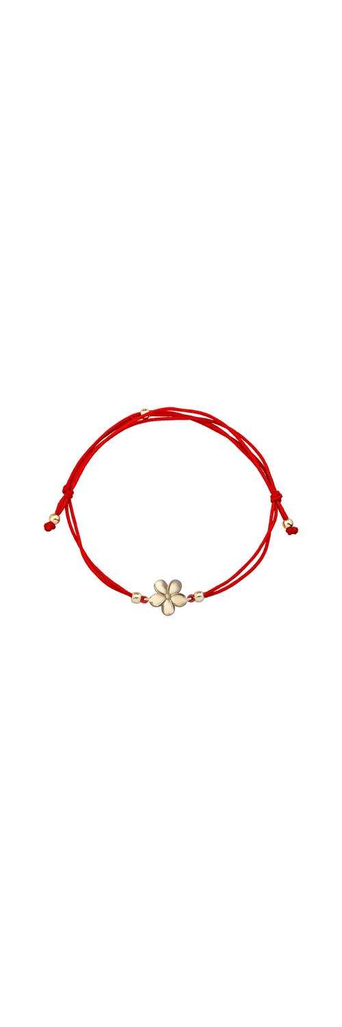 Cord bracelet with 14K yellow gold flower charm