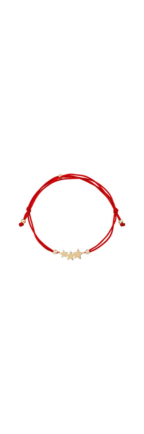 Cord bracelet with 14K yellow gold stars charm