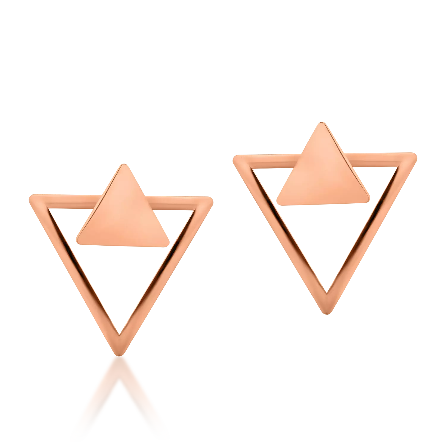 Cercei geometrici din aur roz de 14K