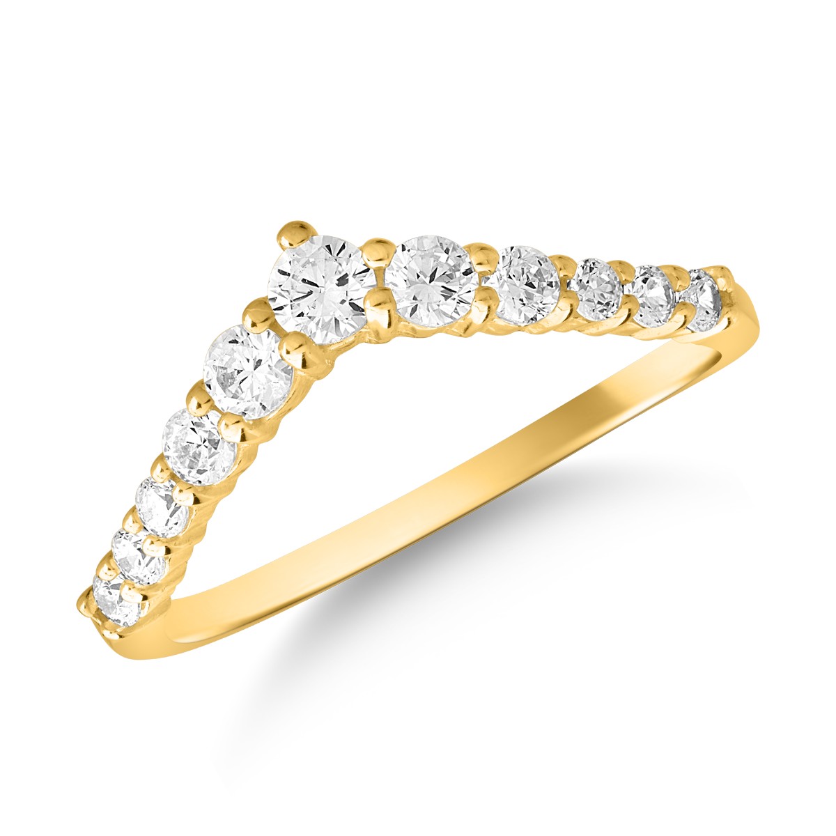 Полувечен пръстен от жълто злато