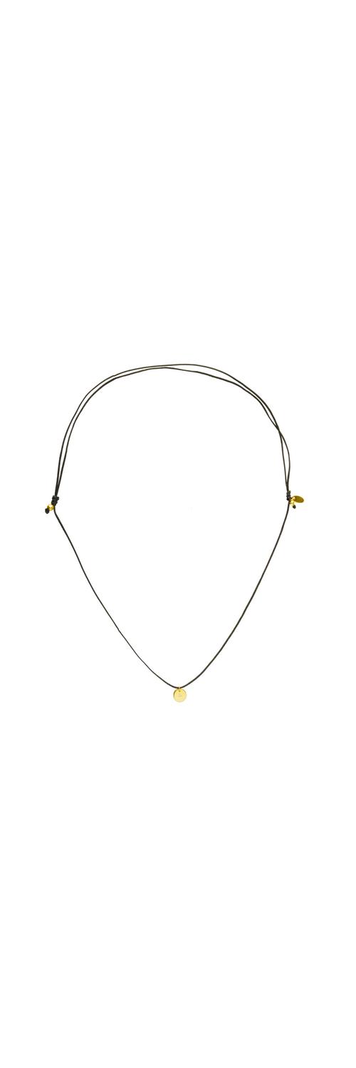 Cord necklace with 14K yellow gold coin charm