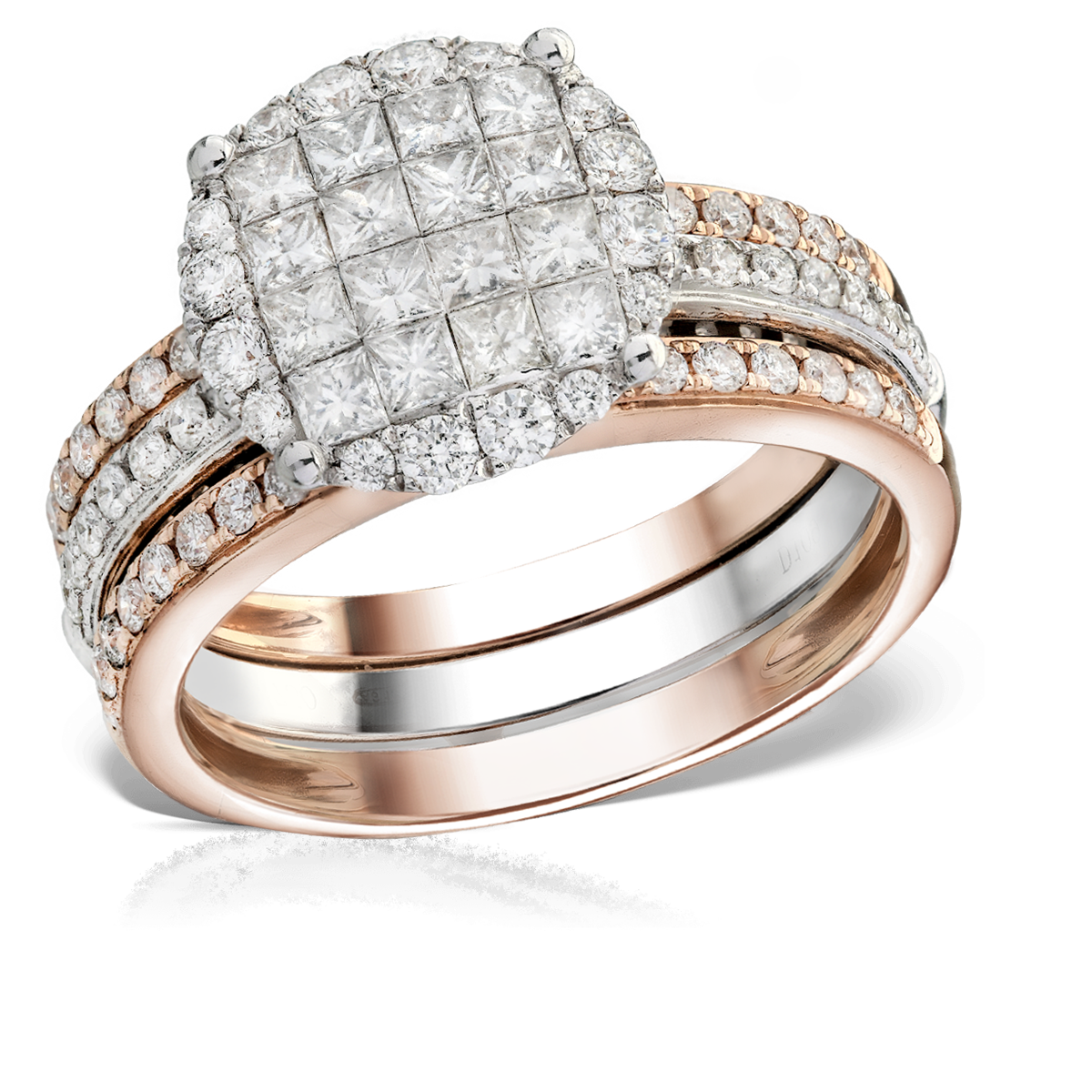 Inel din aur alb-roz cu diamante de 1.12ct