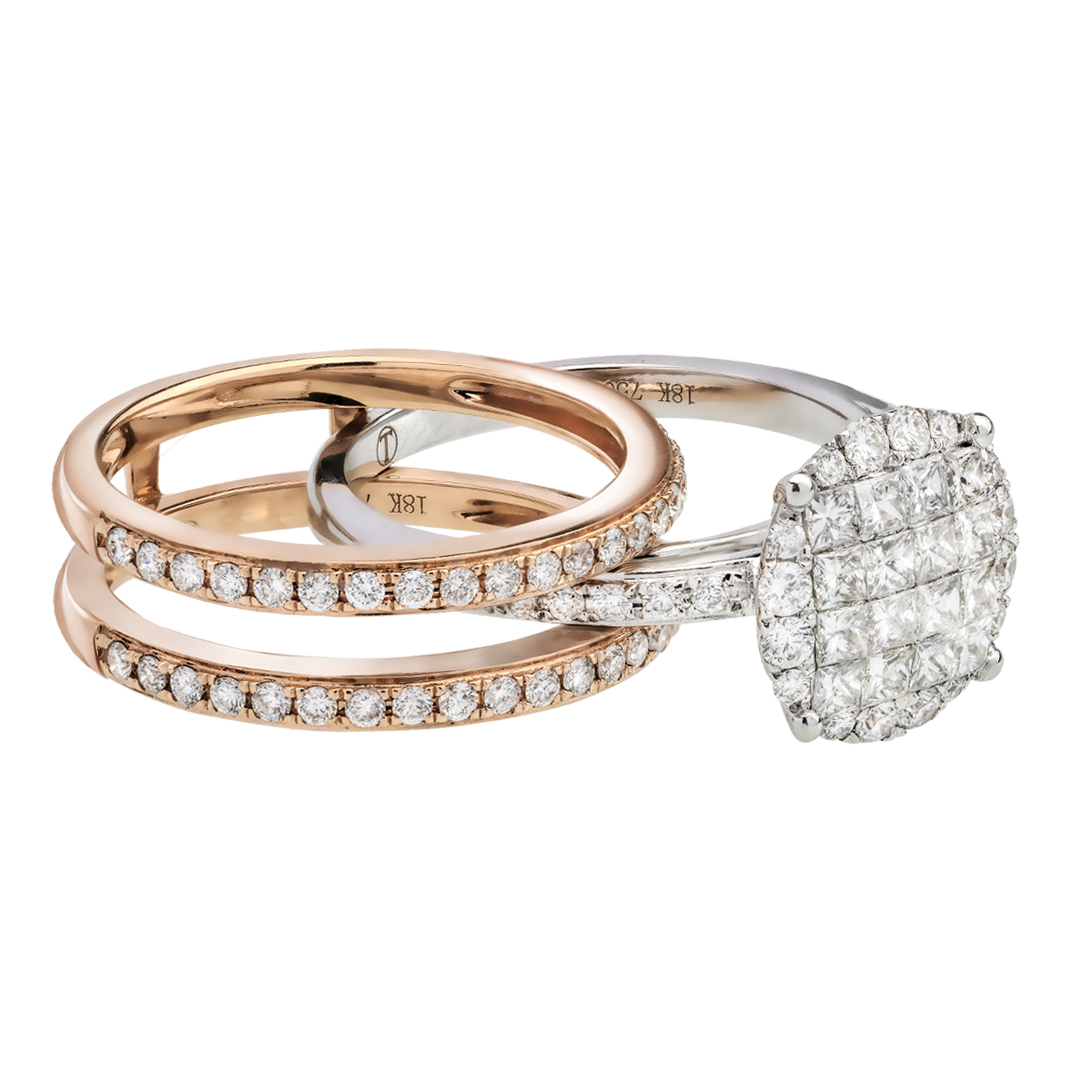 Fehér rózsa arany gyűrű 1.12ct gyémántokkal