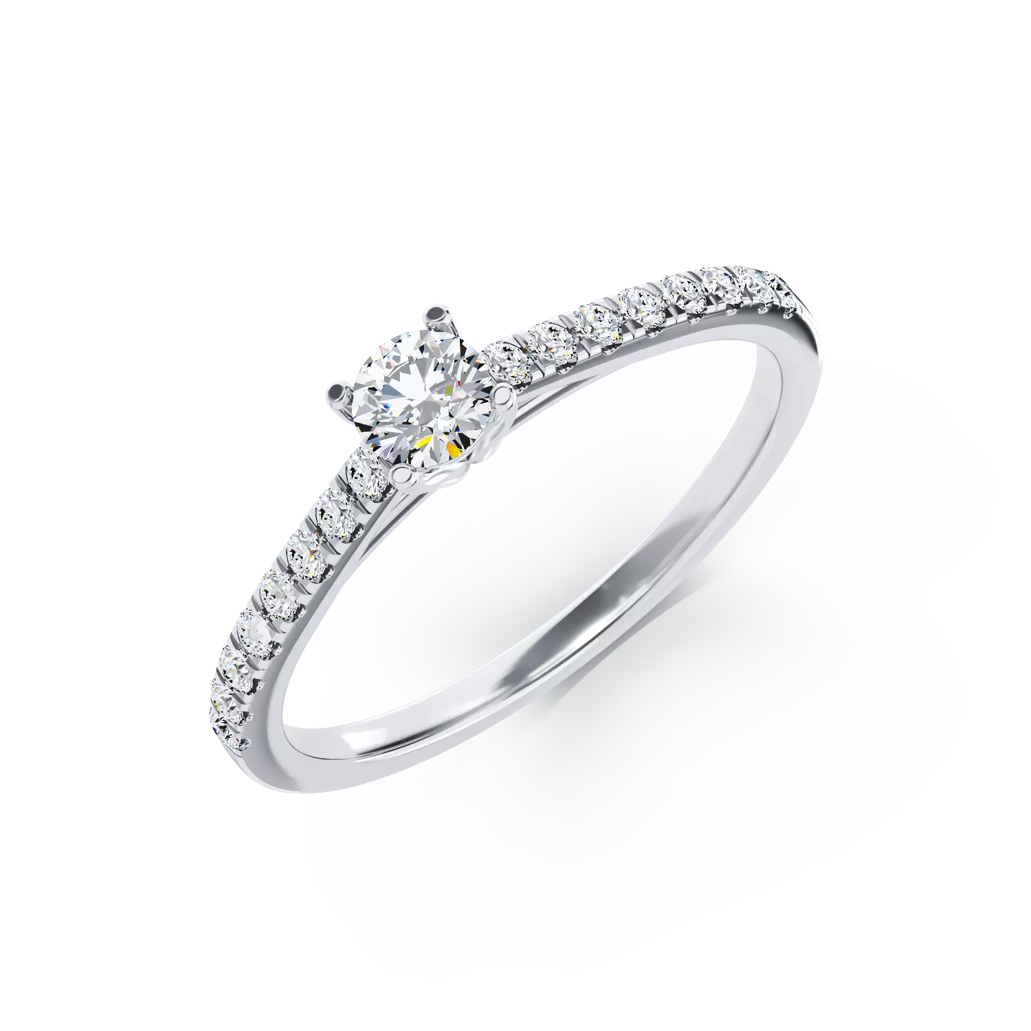Eljegyzési gyűrű 18K-os fehér aranyból 0.4ct gyémánttal és 0.14ct gyémántokkal