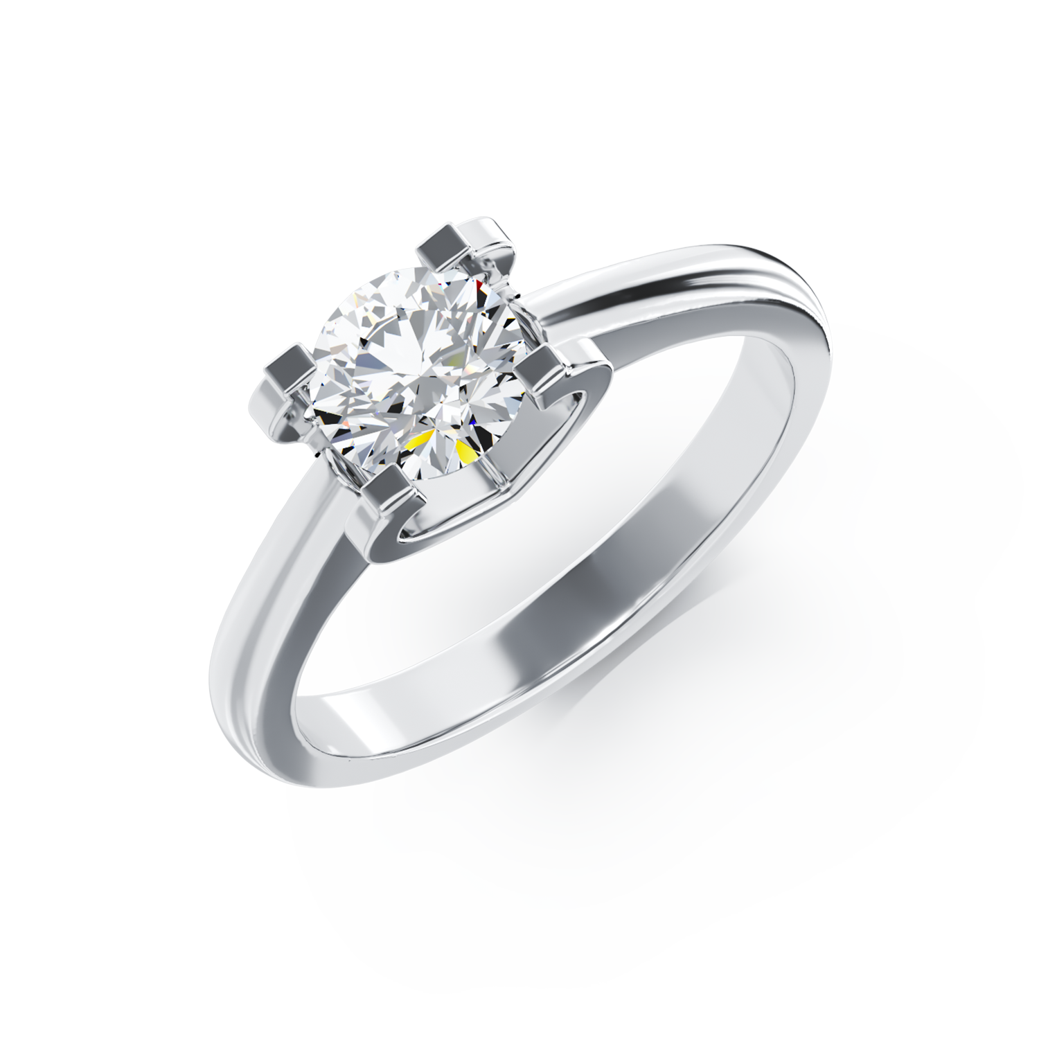 Inel de logodna din aur alb de 18K cu diamant solitaire de 0.4ct