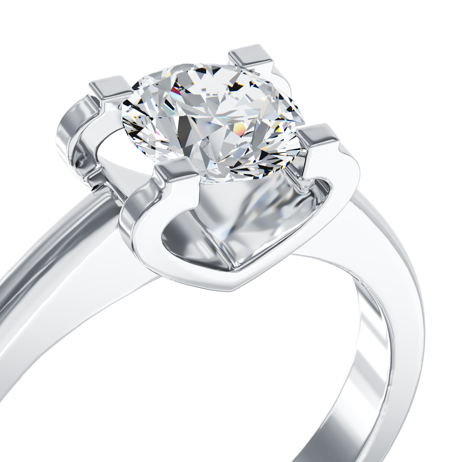18K white gold engagement ring with 0.4ct solitaire diamond