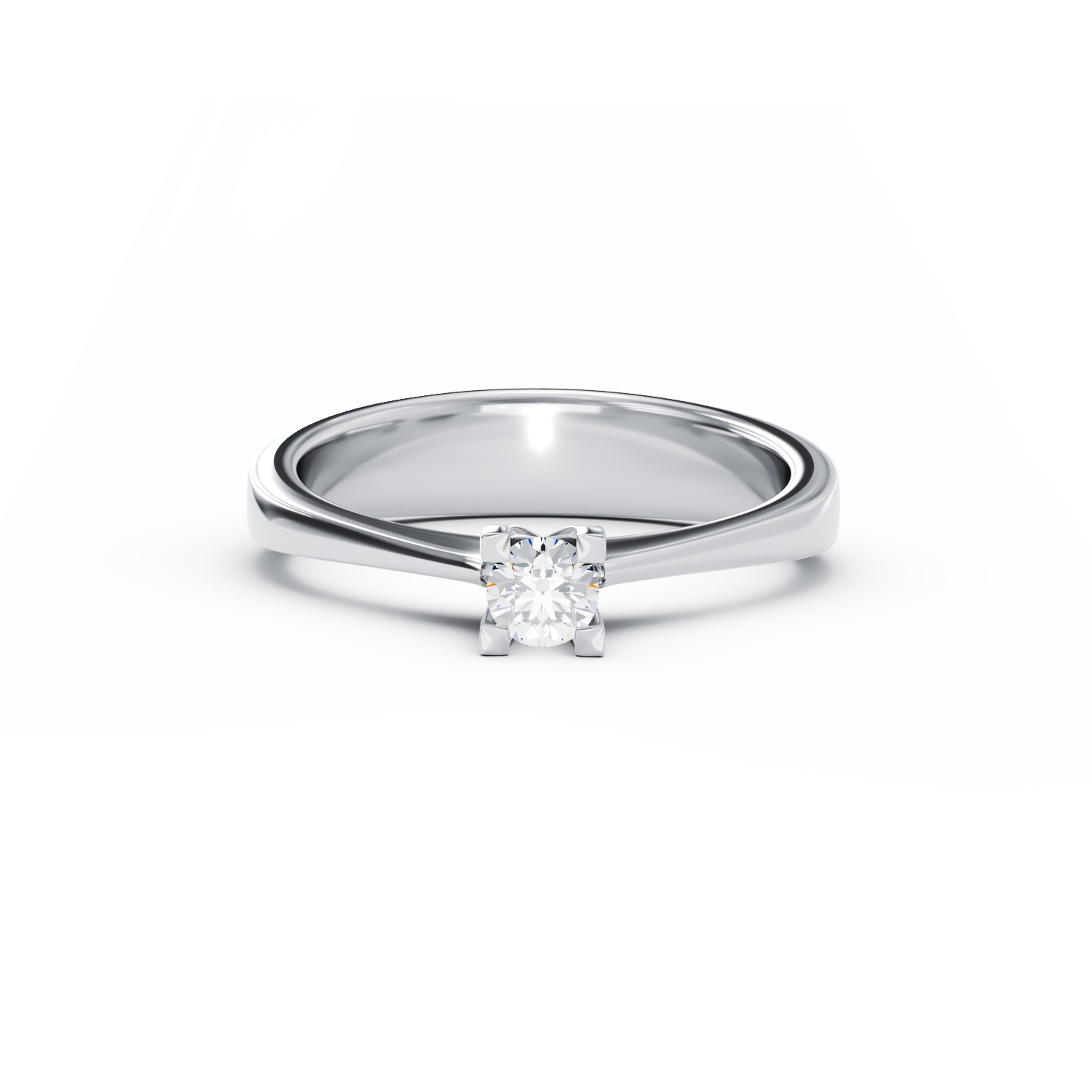 Годежен пръстен от бяло злато 18K с диамант пасианс 0.4кт
