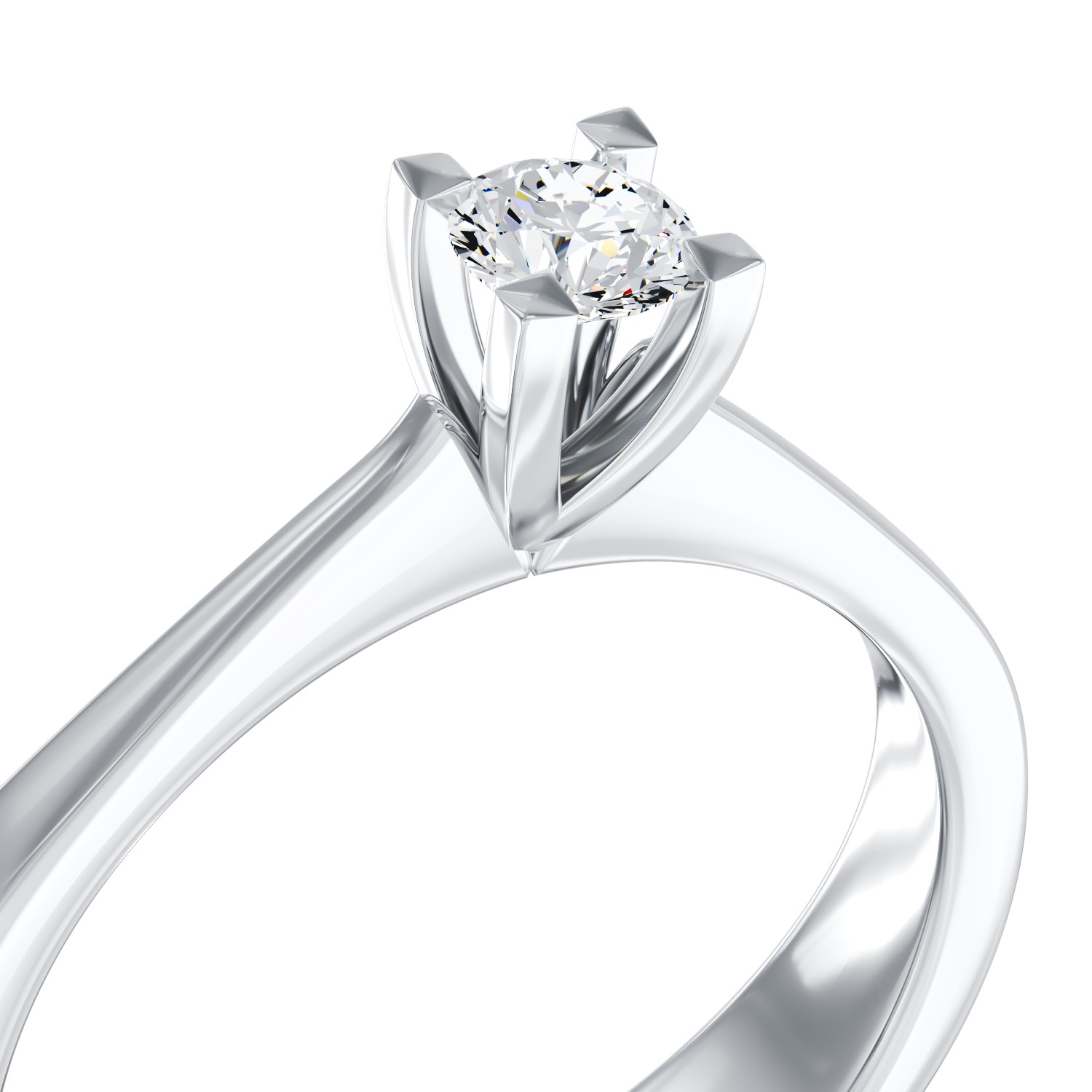 Inel de logodna din aur alb de 18K cu un diamant solitaire de 0.4ct
