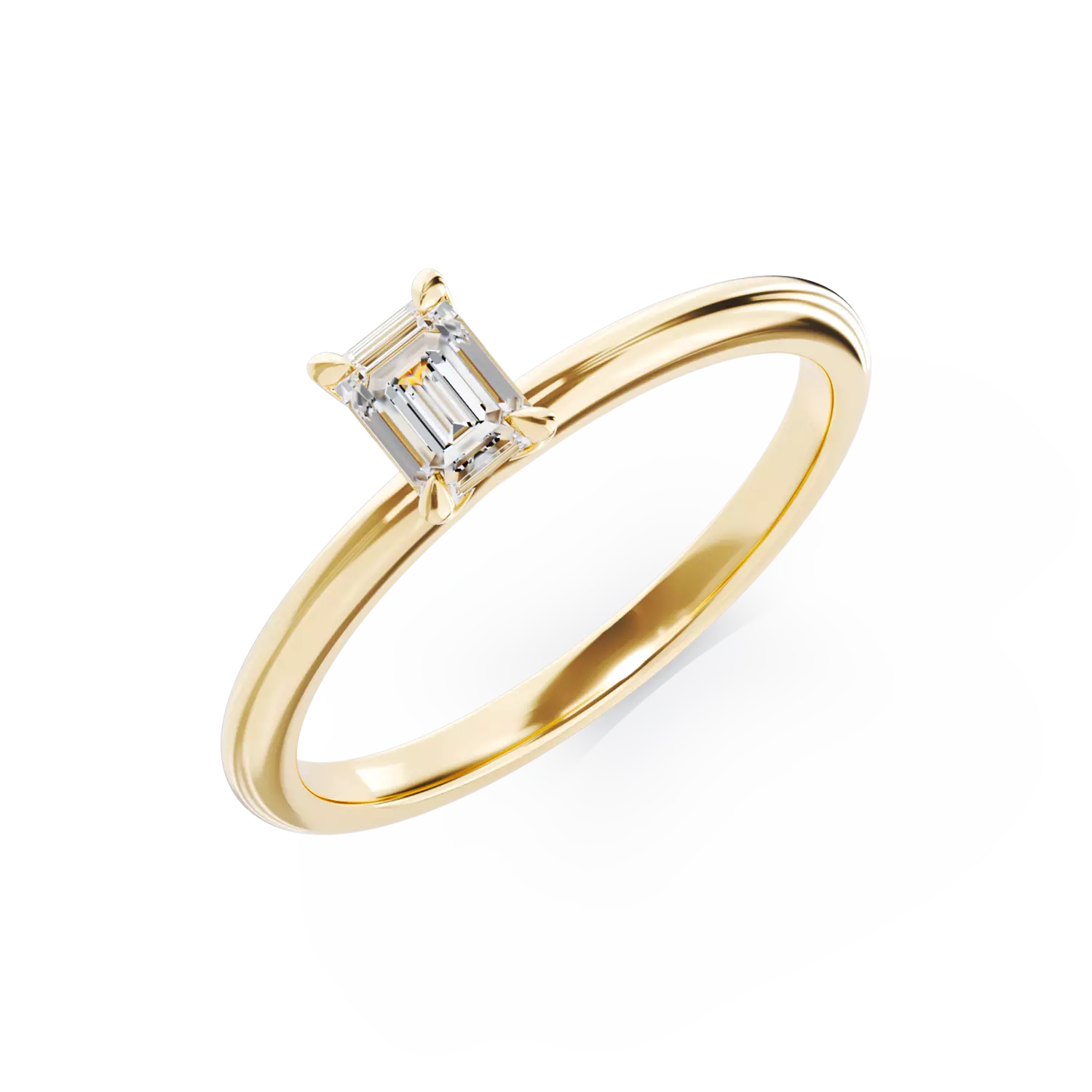18k yellow gold engagement ring with a 0.4ct solitaire diamond