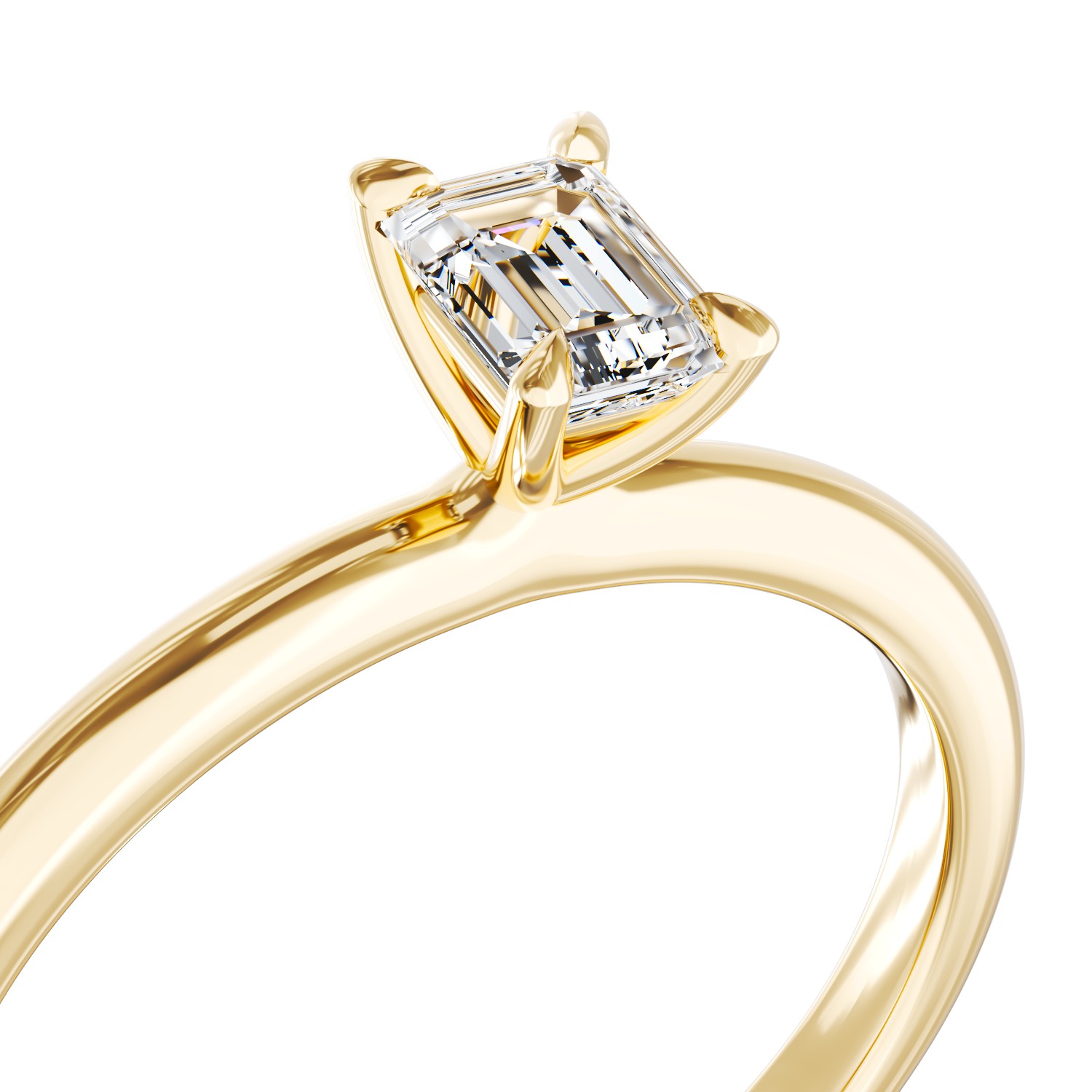 Pierścionek zaręczynowy z żółtego 18K złota z 0.4ct diamentem w pasjansie