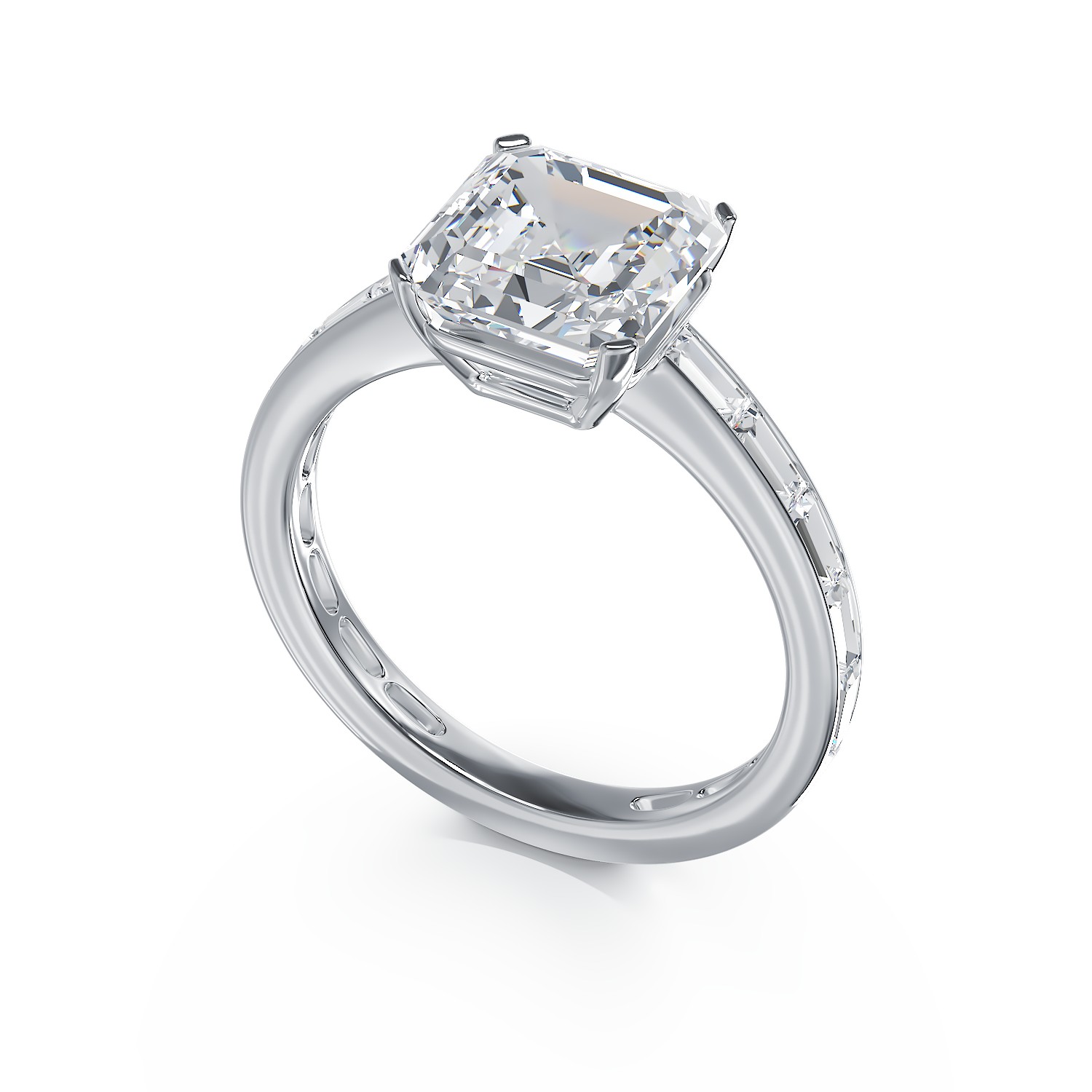 Fehérarany eljegyzési gyűrű 3.01ct gyémánttal és 0.96ct gyémánttal