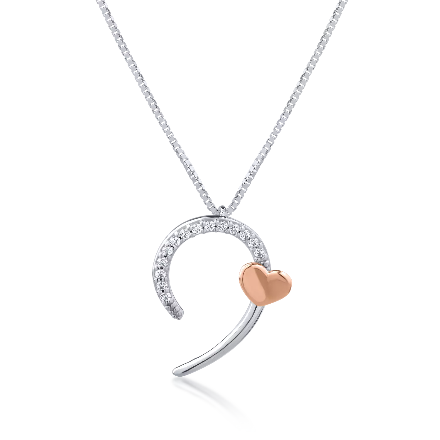 14K white-rose gold pendant necklace