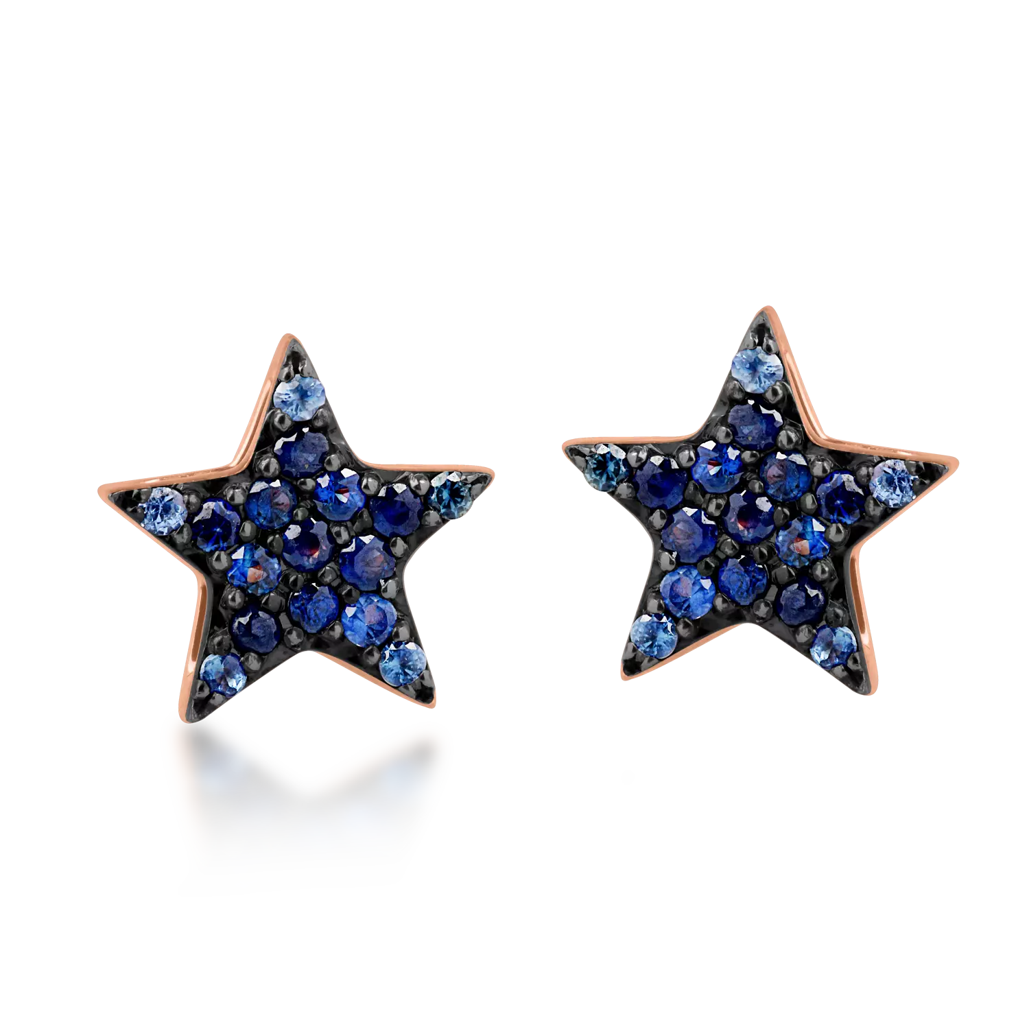 Rose gold star earrings with 0.21ct sapphires