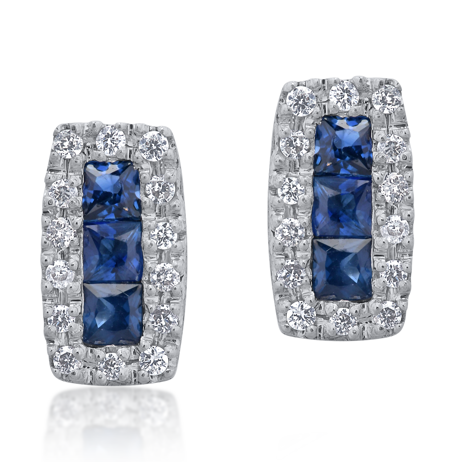 18K white gold earrings with 0.36ct sapphires and 0.11ct diamonds