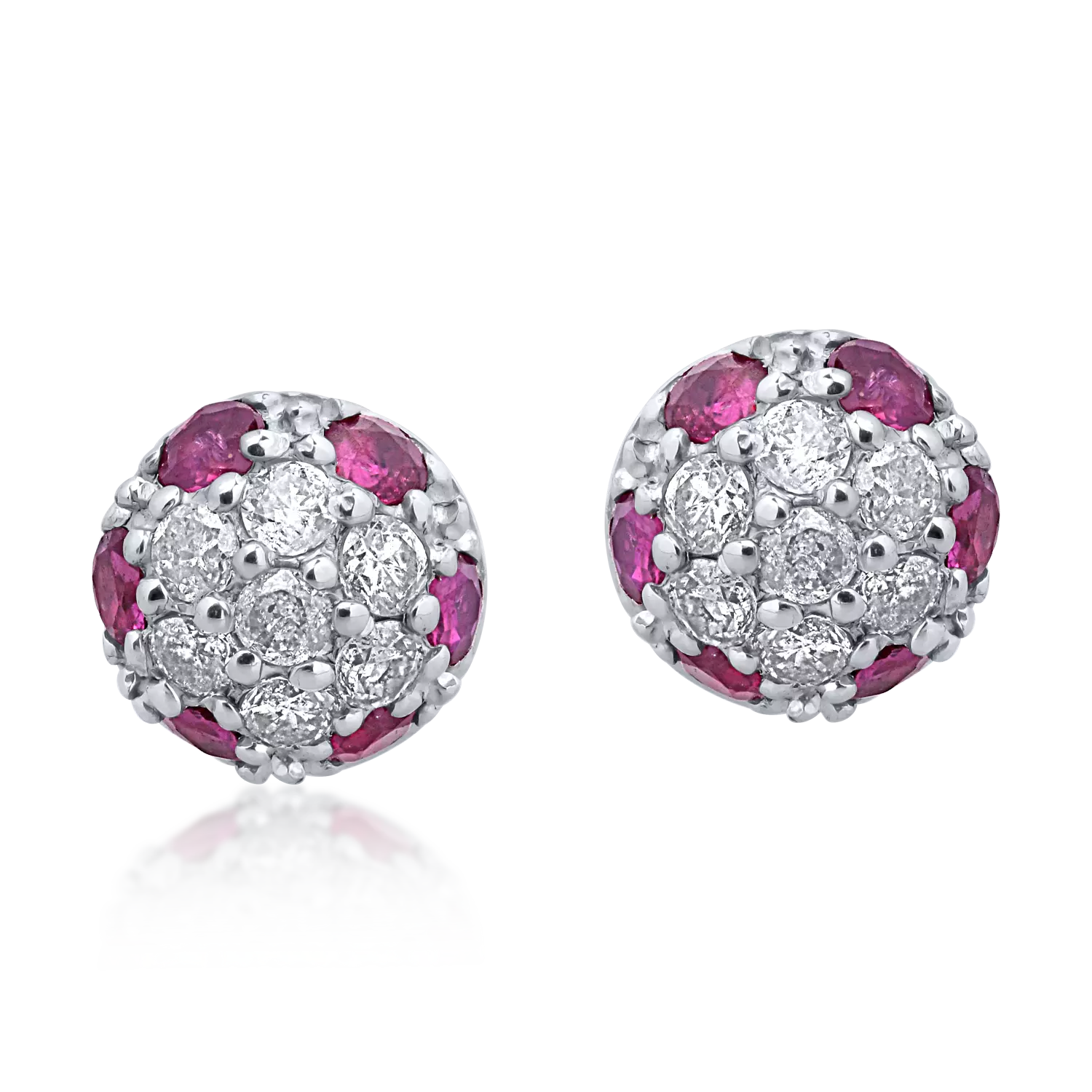 18K white gold earrings with 0.31ct rubies and 0.19ct diamonds