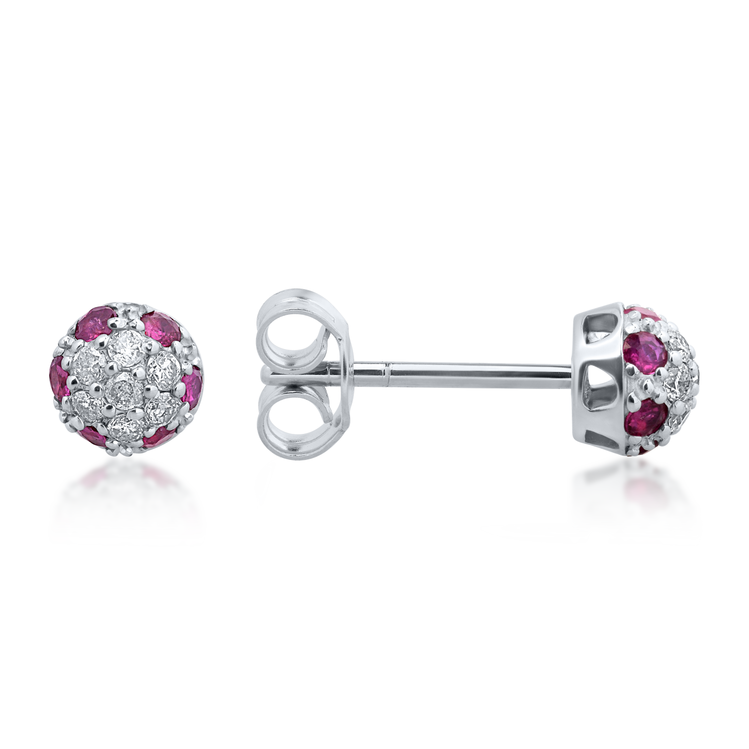 18K white gold earrings with 0.31ct rubies and 0.19ct diamonds
