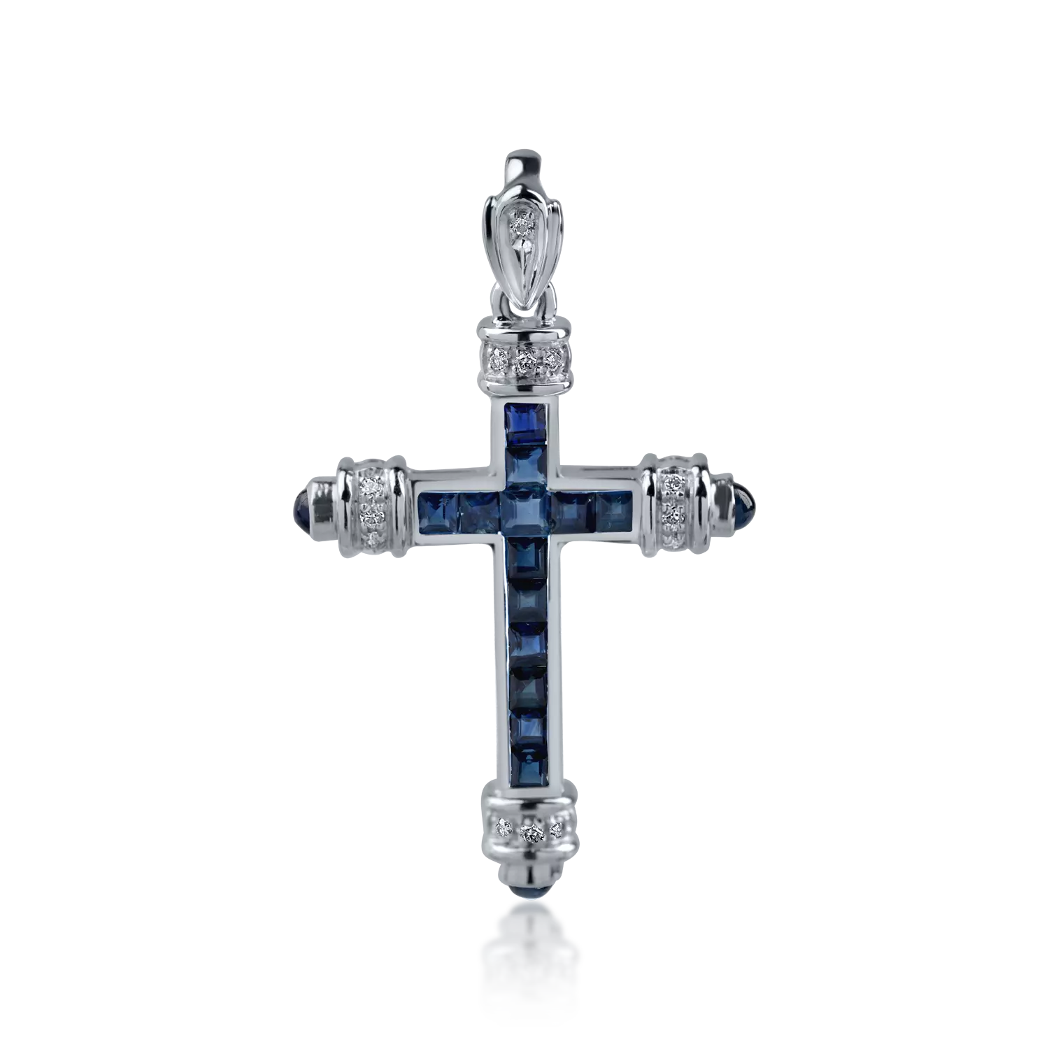White gold cross pendant with 1.14ct sapphires and 0.07ct diamonds
