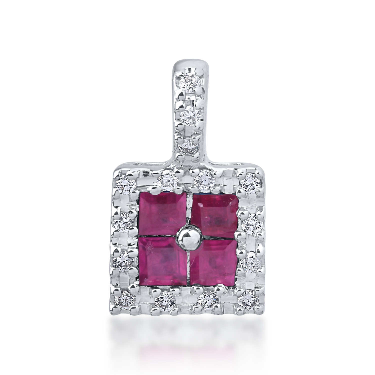 18K white gold pendant with 0.25ct rubies and 0.06ct diamonds