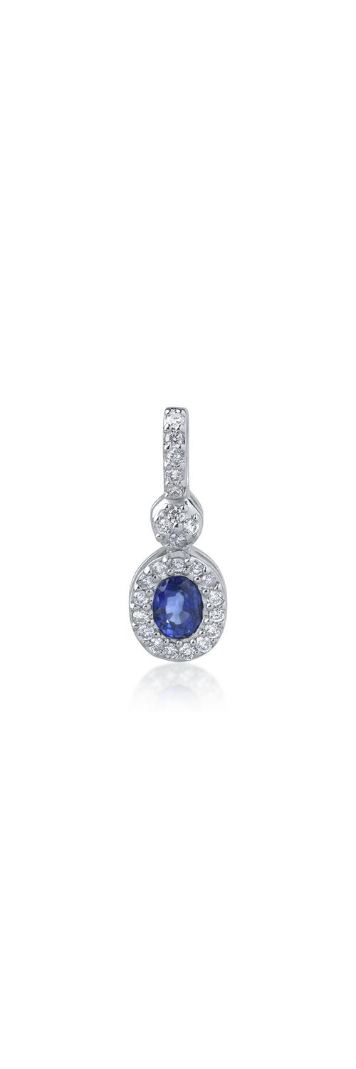 18K white gold pendant with 0.25ct sapphire and 0.24ct diamonds