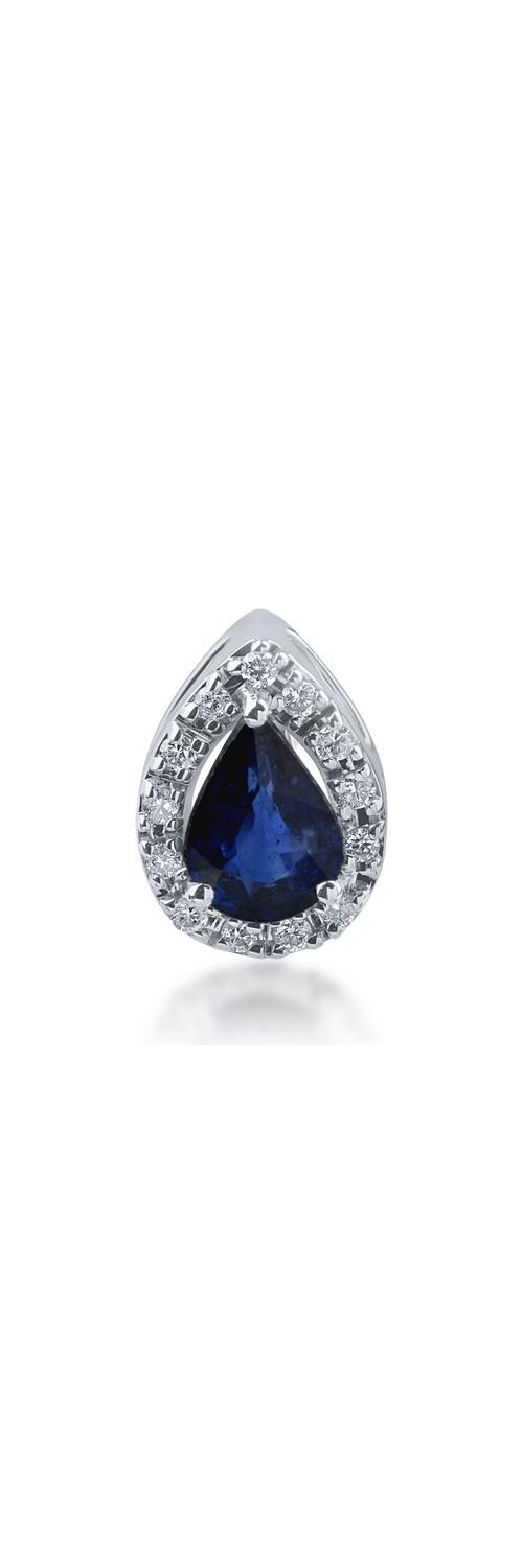 White gold pendant with 0.78ct sapphire and 0.09ct diamonds