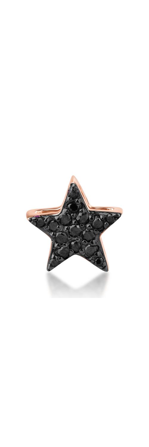 Висулка със звезда от 18K розово злато с черни диаманти 0.07ct