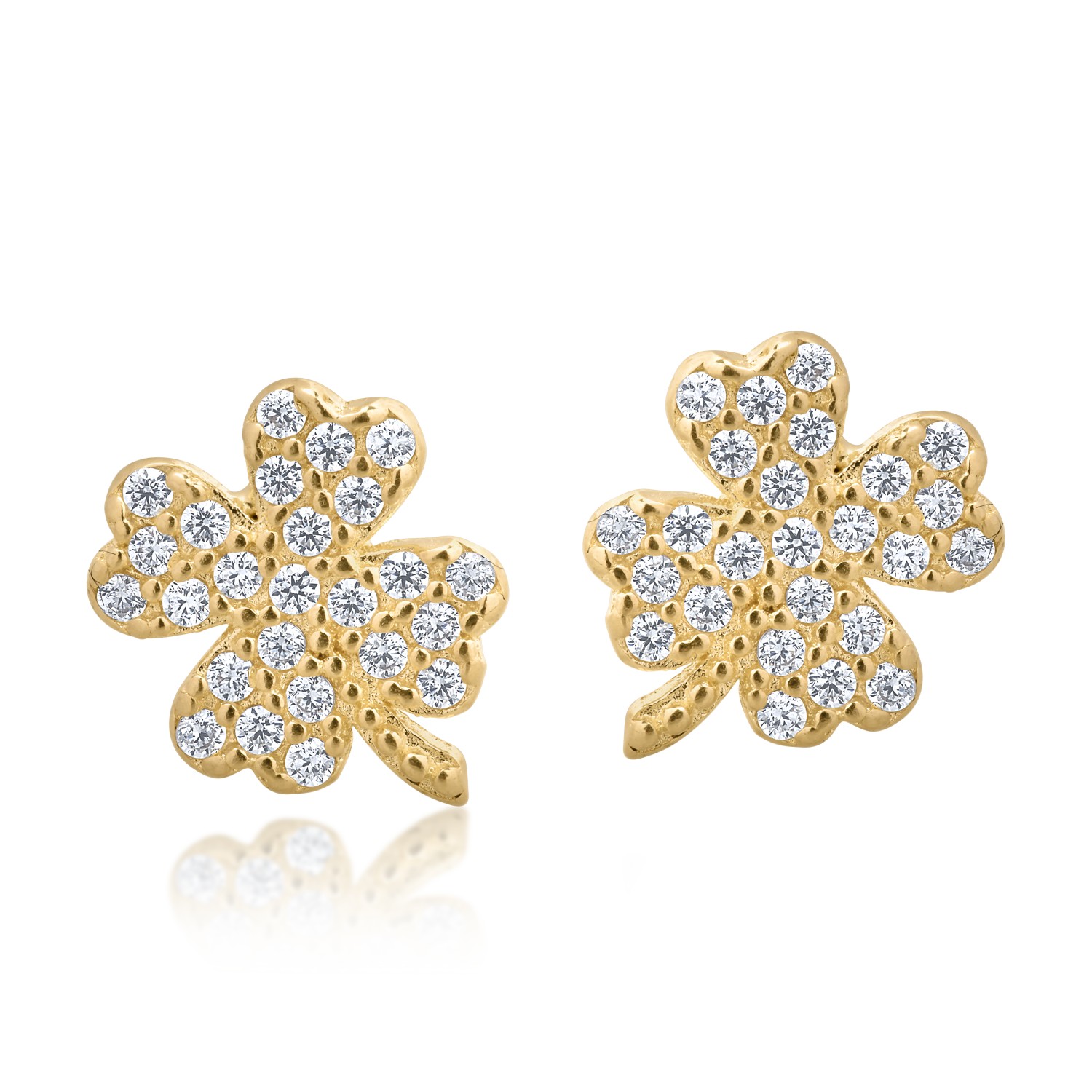 14K yellow gold clover earrings