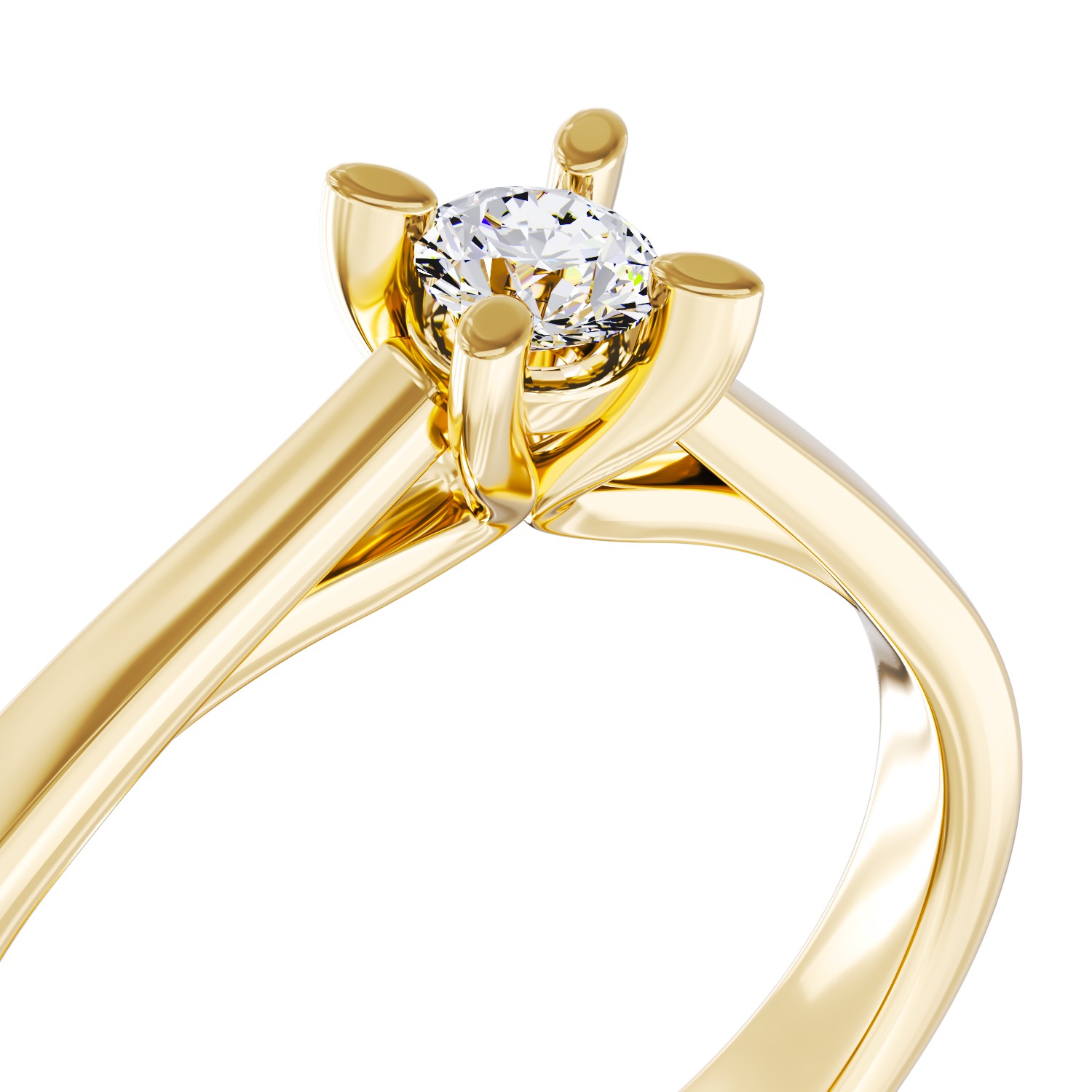 Inel de logodna din aur galben de 14K cu un diamant solitaire de 0.1ct