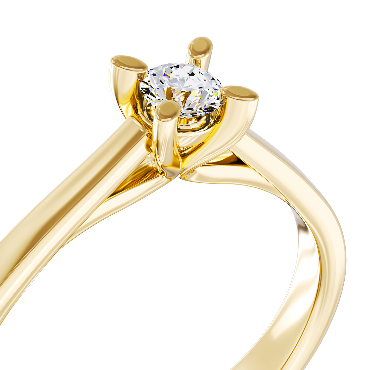 14K sárga arany eljegyzési gyűrű 0.10ct pasziánsz gyémánttal