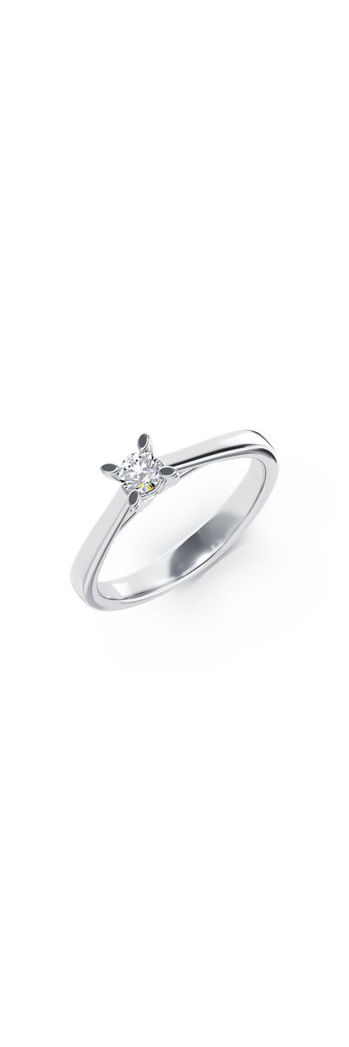 Inel de logodna din aur alb de 14K cu un diamant solitaire de 0.1ct